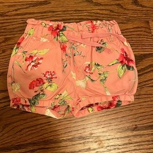 Gap 2T bubble shorts. Coral pink with hot pink flowers.